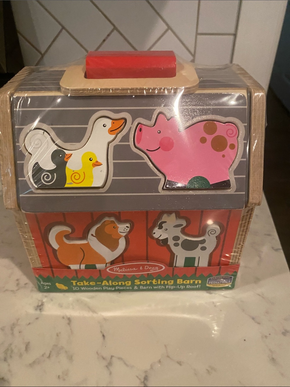 Melissa & Doug Pink Pig and Multicolor Take-Along Sorting Barn NEW***